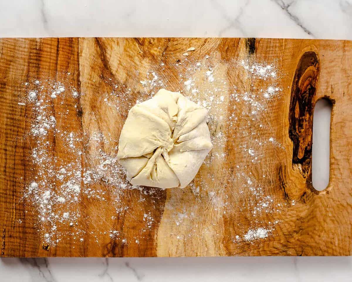 Brie wrapped up in puff pastry.