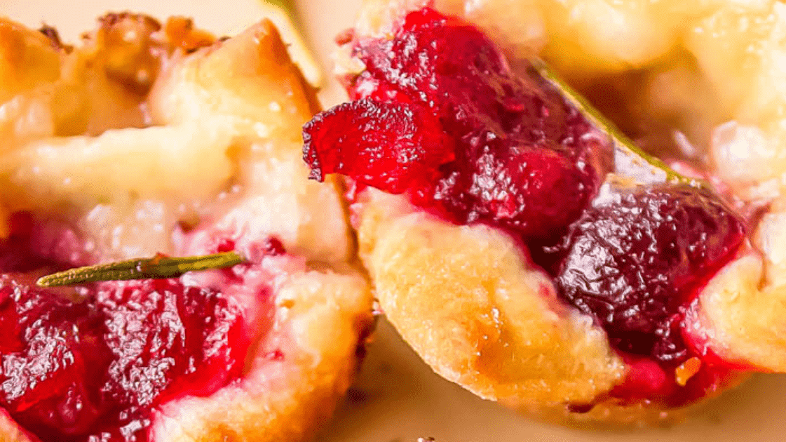 cranberry brie bites close up