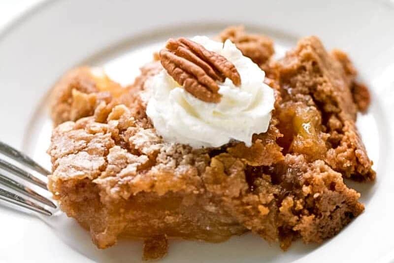 This apple dump cake is the easiest dump cake recipe, with three basic ingredients. If you are looking for an easy fall dessert, this recipe is just that.&nbsp; Tender bits of apple in every bite covered with a spiced cake that is delicious, down to the last bite. An easy apple dessert you can whip up any time of day.&nbsp;#apple #dessert #dumpcake #falldessert #appledessert #easydesserts| allthingsmamma.com