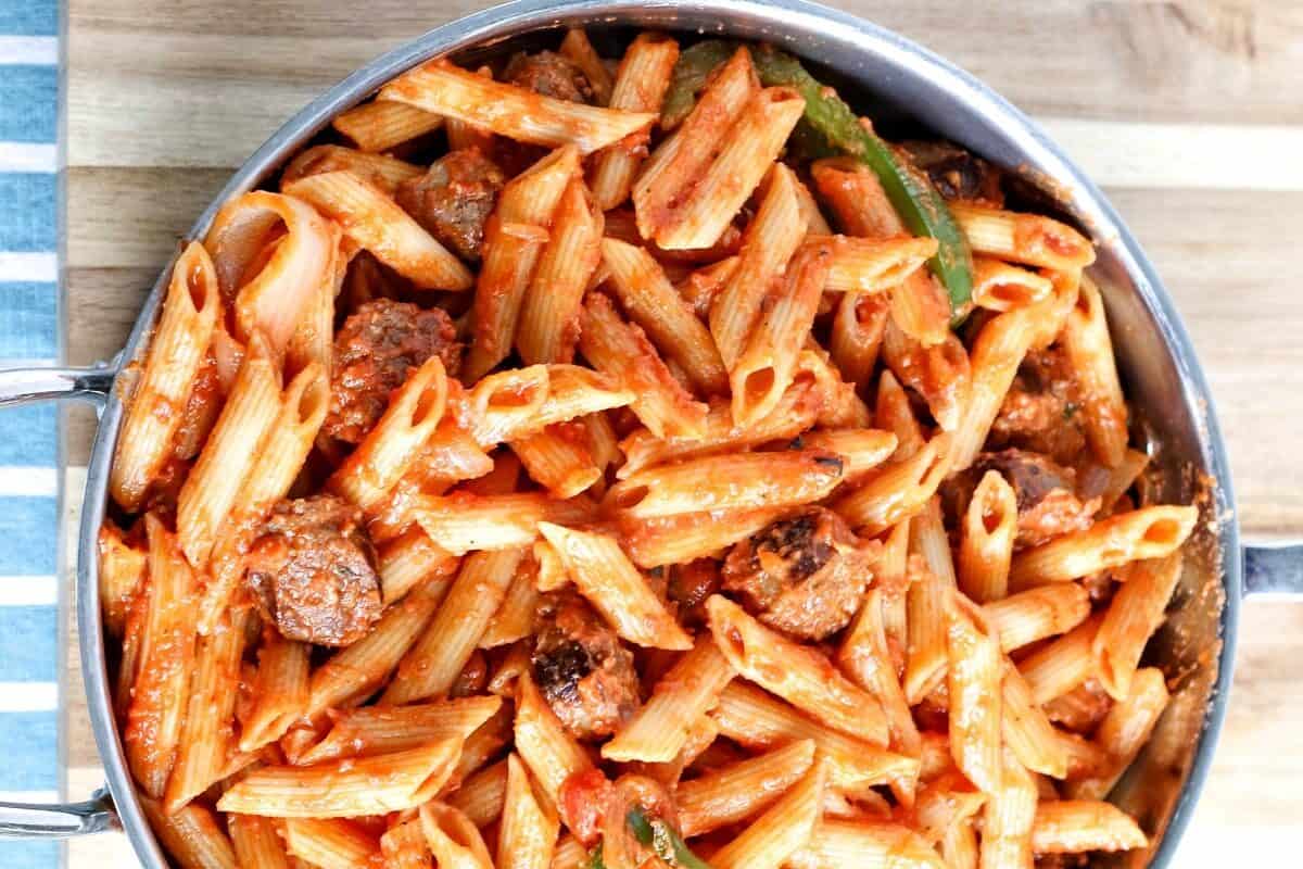 For under $10 and 30 minutes, this One-Skillet Creamy Tomato Italian Sausage Pasta will quickly become a favorite in your home!