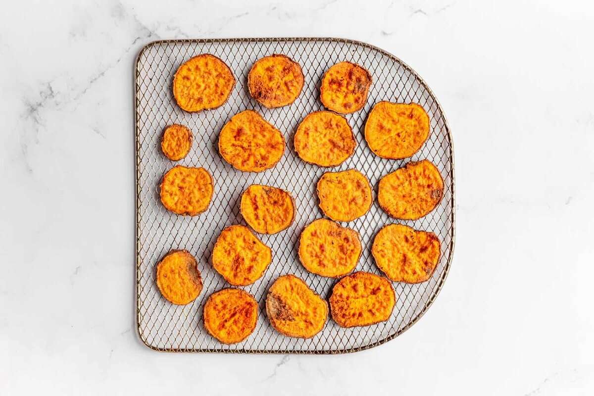 Air fried sweet potato chips.