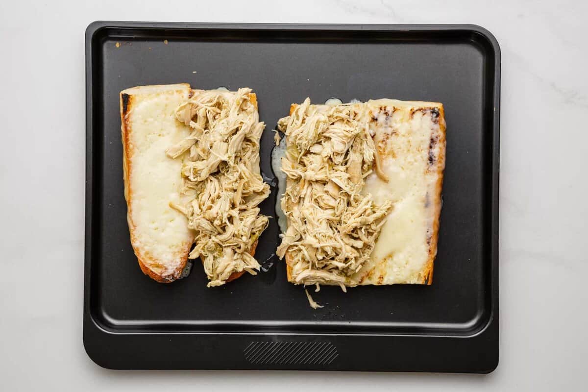 Italian chicken added to hoagie rolls.