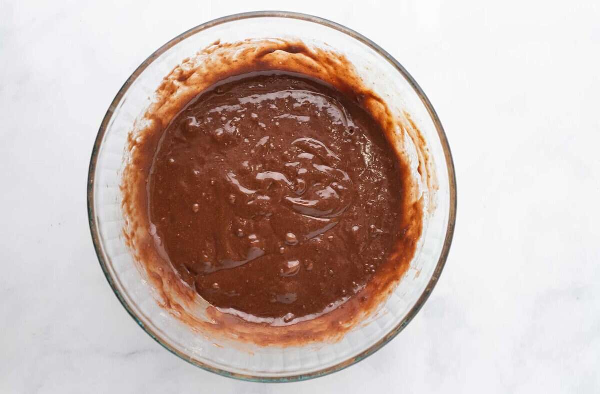 Brownie batter in bowl.