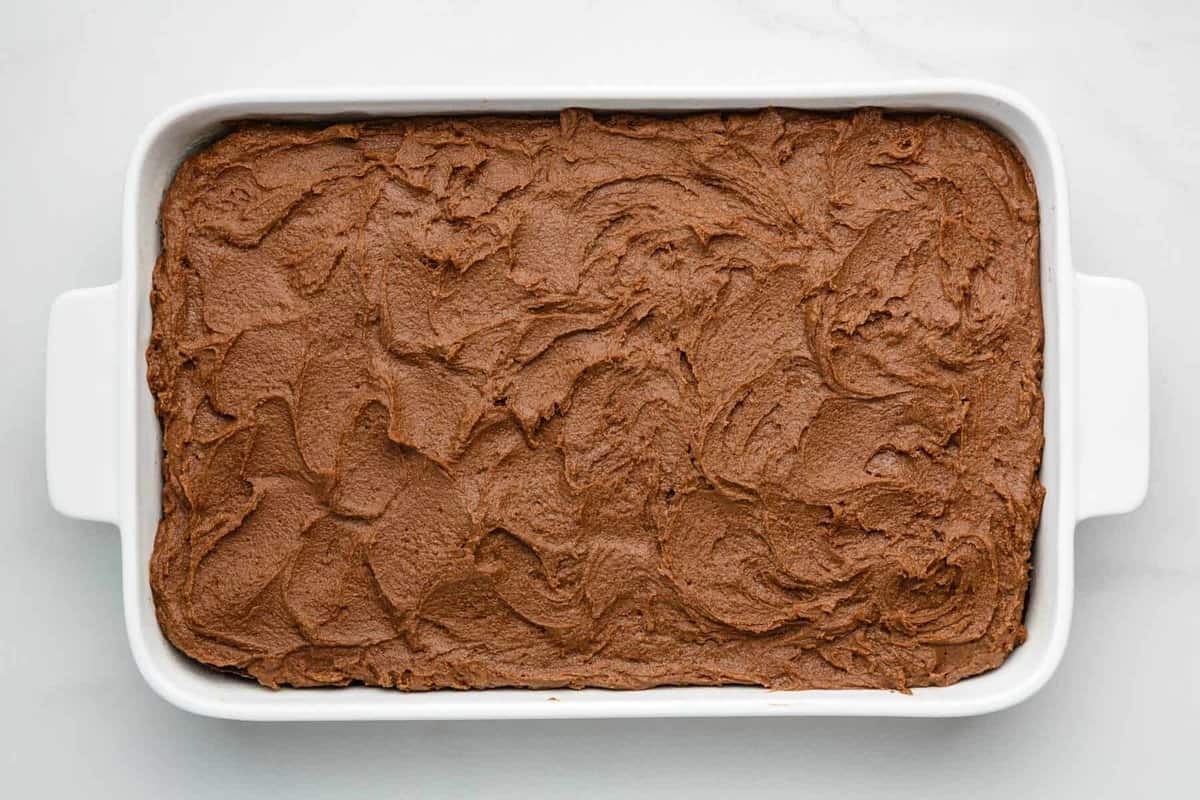 Frosted chocolate wacky cake.