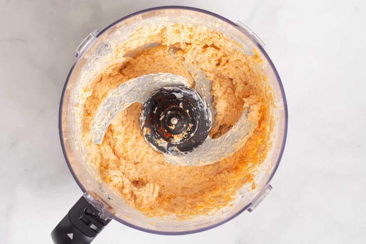 Pimento cheese base in food processor.
