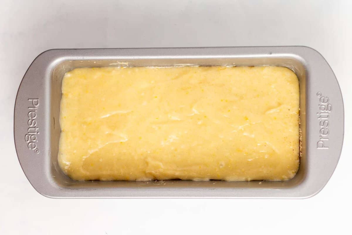 Cinnamon bread batter in pan.