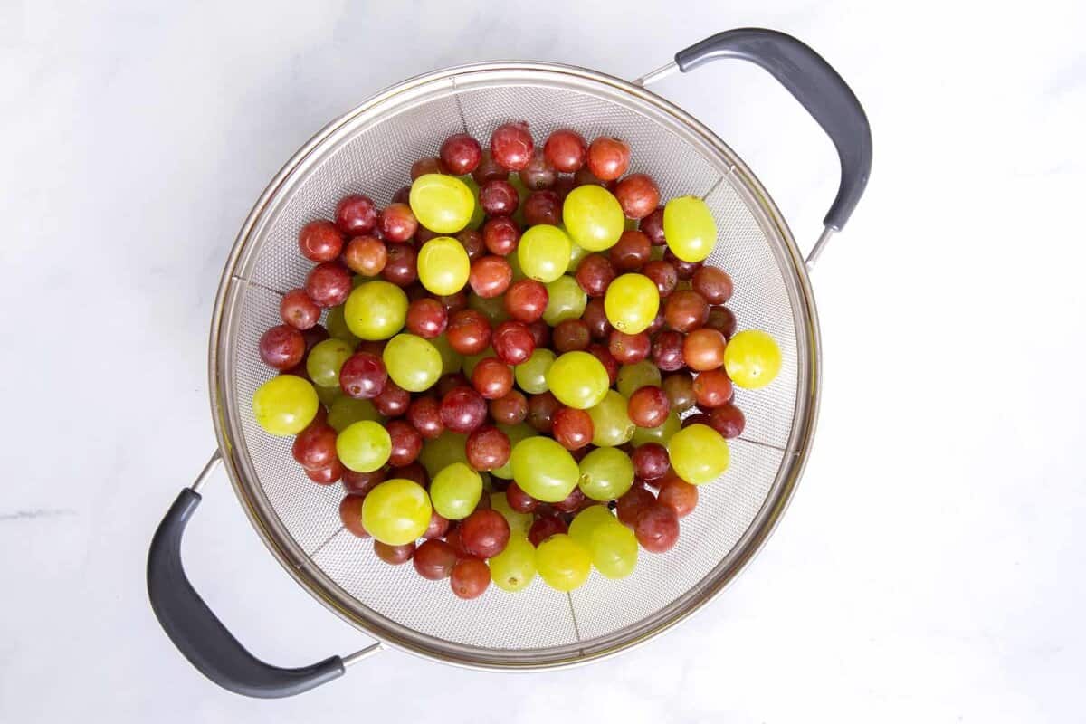 Grapes in colander.