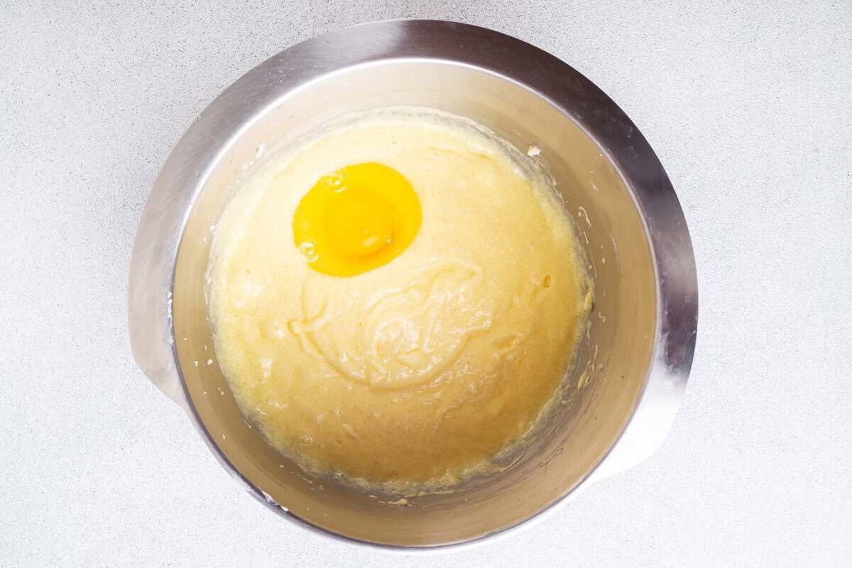 Wet ingredients in mixing bowl.