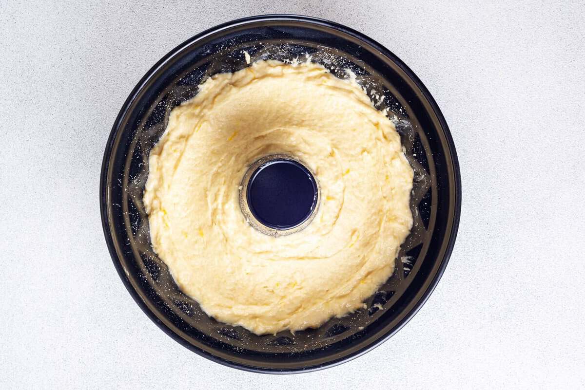 Lemon bundt cake before baking.