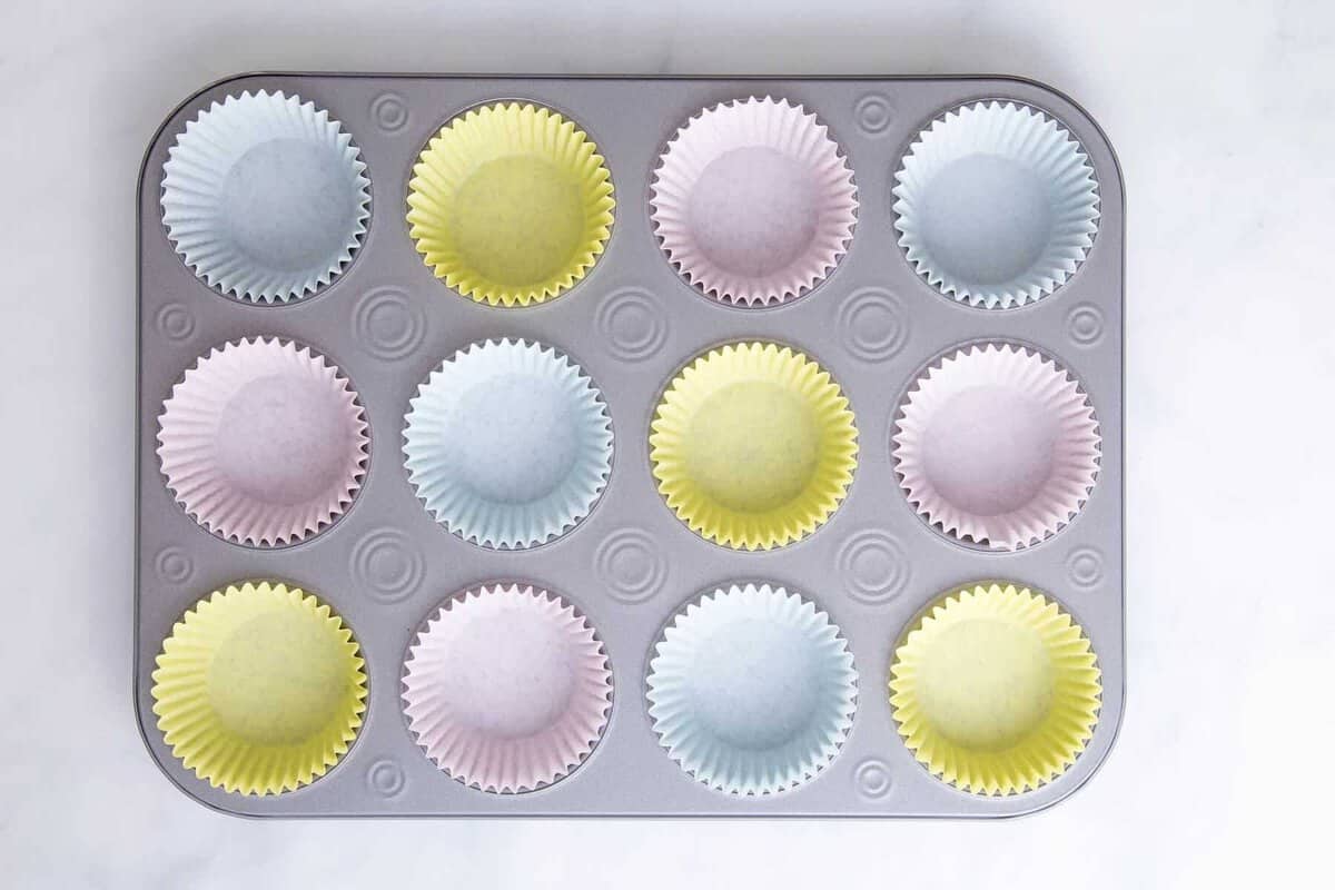 Cupcake wrappers in tin.