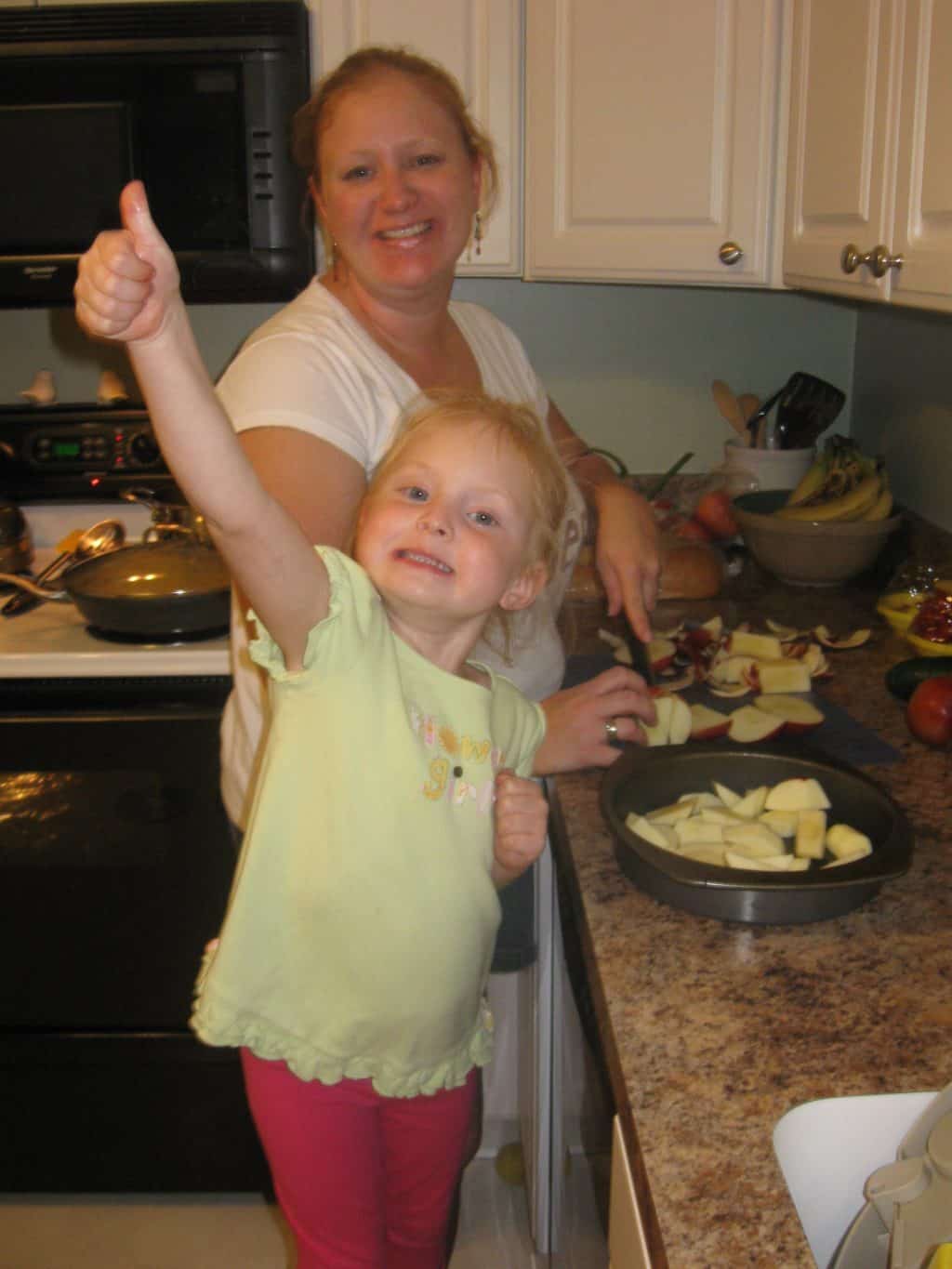 Making homemade apple crisp.