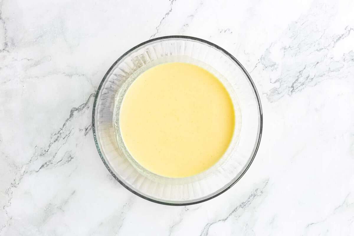 Custard filling in glass bowl.