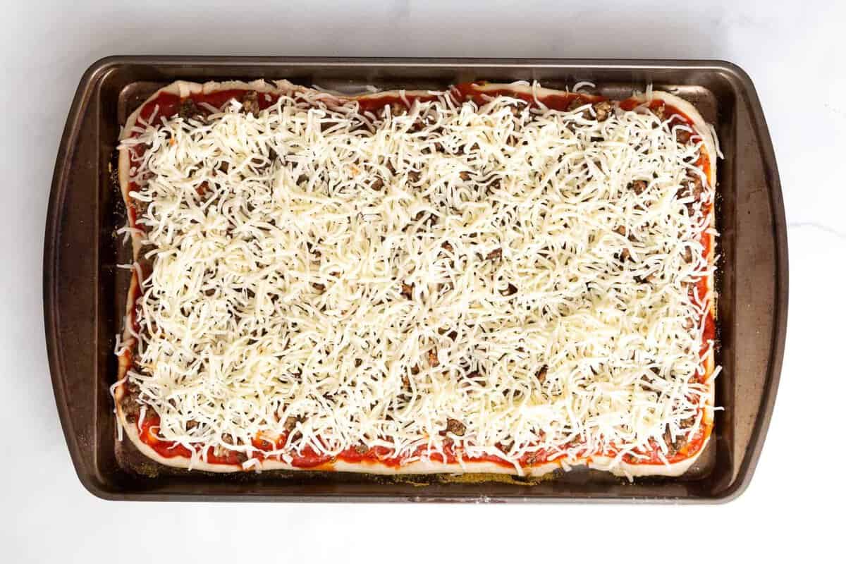 School lunch pizza before baking.